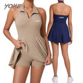 YK New Arrival Women Soft Stretchy Lightweight Eco-Friendly Anti-Wrinkle Quick Dry Spandex/Nylon Tennis Dress Bodysuit Golf Wear