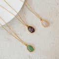 Fashion Woman Jewelry Natural Gemstone Birthstone Spiritual 18K Gold Stainless Steel Necklace Healing Crystal Pendant Necklace