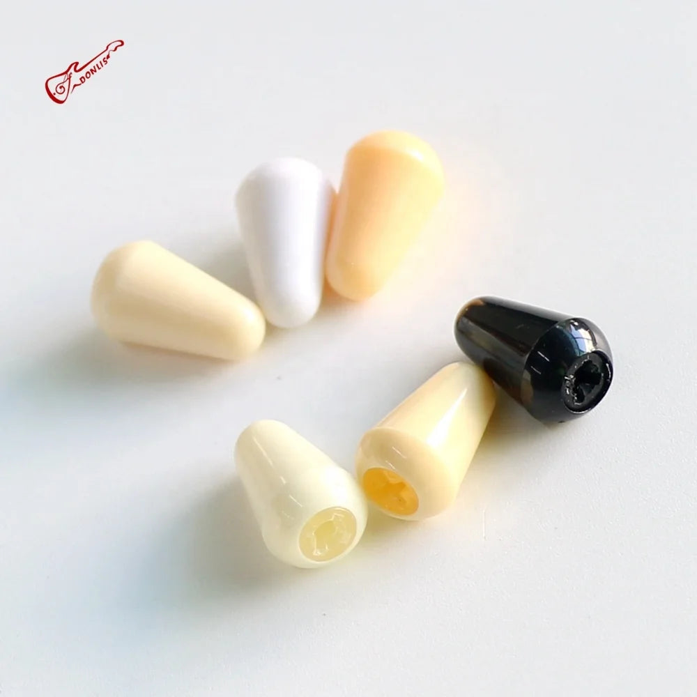 Donlis 10pcs 5 Way Lever Guitar Switch Tip With Cross Insert Ivory White Black Cream for 3 Way Pickup Selectors