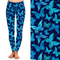 Blue butterfly Printed Leggings High Waist Buttery Soft Yoga Workout Gym Digital Print Leggings