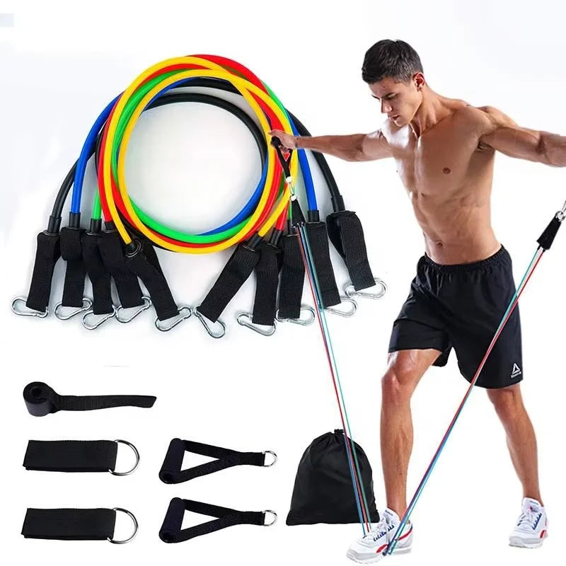 Hot Sale Fitness Training 11pcs Exercise Bands Set Tpe Latex Resistance Tube