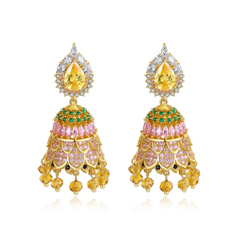 LUOTEEMI Vintage Style Multi-color Cubic Zircon Earring for Anniversary or Party Woman Jewelry