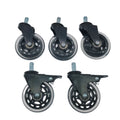 Polyurethane  Universal Noiseless Caster Wheels Transparent 3" 75mm 5 Pack 3 Inch Swivel Black PP Caster Wheel