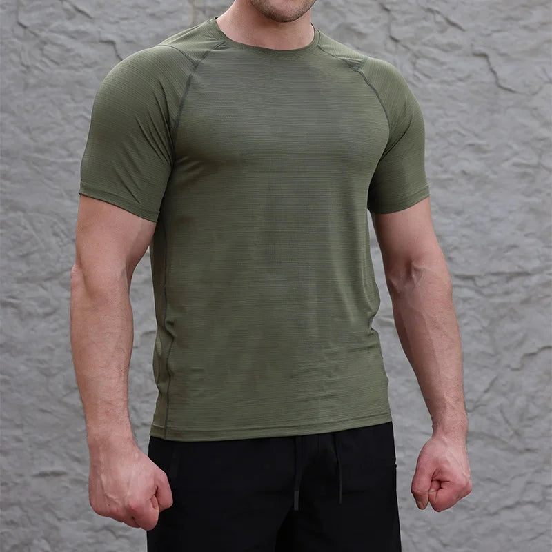 Custom Mens Gym Top Breathable Polyester Sweat Short Sleeve Elastic T Shirts