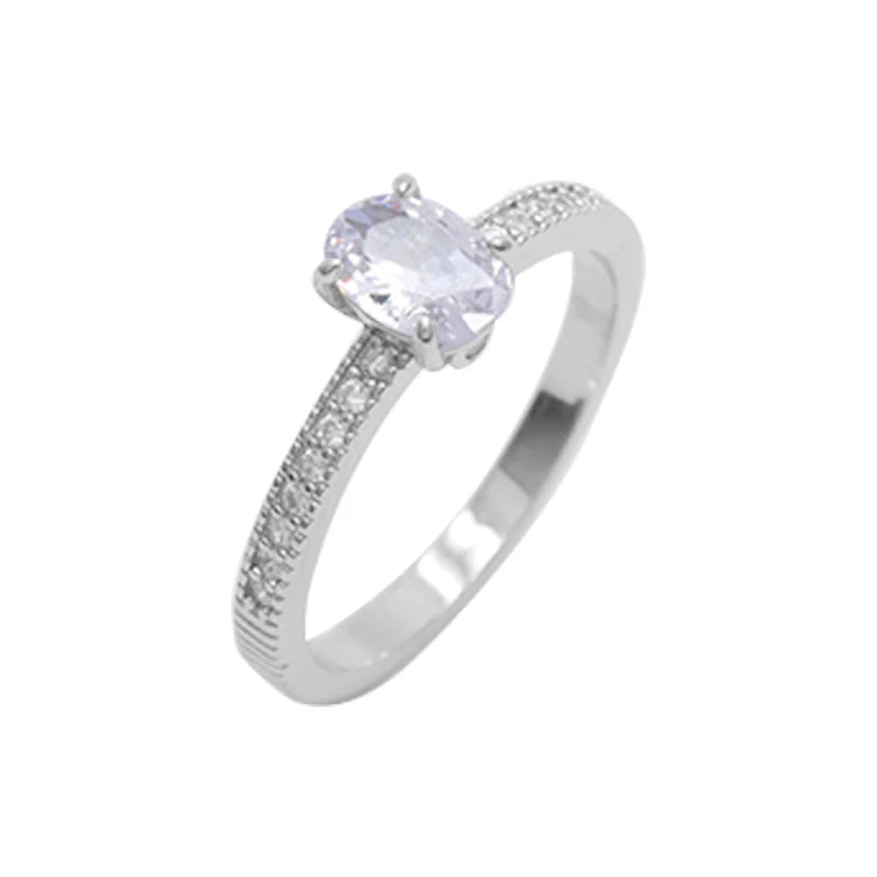 Fine Jewelry Advanced Wedding Ring Oval Claw  Zircon Ring 925 Sterling Silver Bridal Engagement Ring