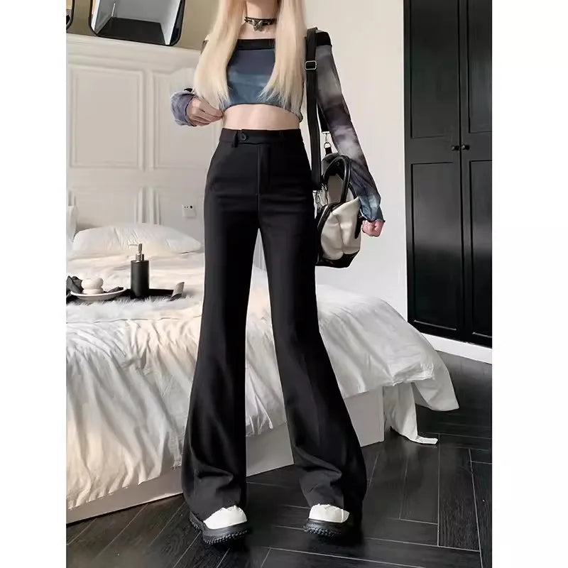 S-4XL Spring and Autumn New Short Suit High Waist Straight Leg Hanging Wide Leg Casual Micro Flare Pants