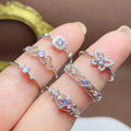Good Price Wholesale Pure 925 Sterling Silver Platinum Rhodium Classic Cut Natural Tanzanite Chunky Engagement Wedding Rings for