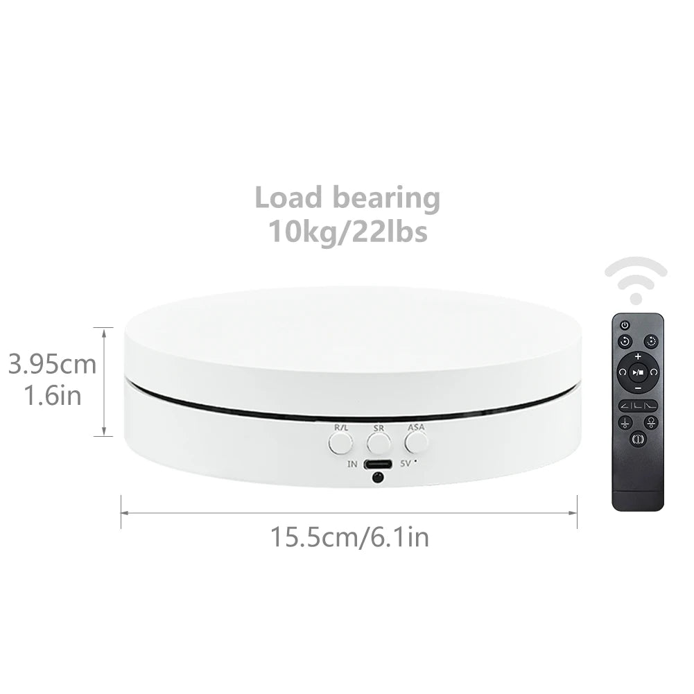 15.5cm/10KG 360 Turntable Rotating Display Stand Electric Turntable Photography Turntable Video Shooting Product Display Stand