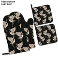 Custom Logo Oven Mitts and Pot Holders Microwave Gloves Oven Mitts Set with Pothholder Heat Resistant for Safe Kitchen Baking