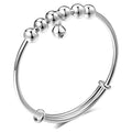 Charm Adjustable Silver Plated Bracelet Good Luck Bell Beaded Bracelet Anxiety Fidget Chakra Bracelet for Women Girls