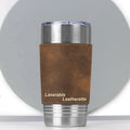 Camping Pu Leather Coffee Mug Holder Sleeve Personalized Custom Laserable Leatherette 20oz Tumbler Holder for Groomsmen Gifts