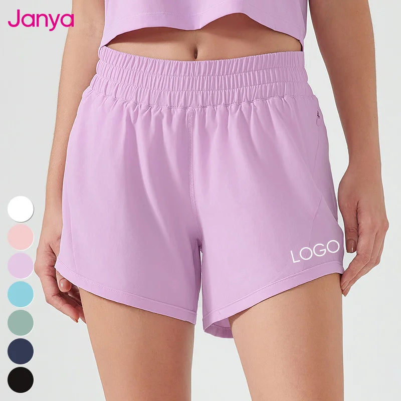 Janya 2025 Cool Fabric Women's Quick Dry Shorts Casual Loose Single Layer Drawstring Zip Pockets Running Fitness Sports Shorts