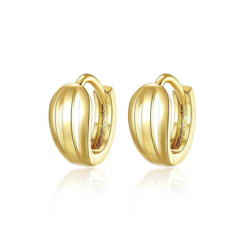 LUOTEEMI 2023 Fashion Simple Earrings 202118K Gold Plated Cubic Zirconia Clip on Trend Earring Jewelry