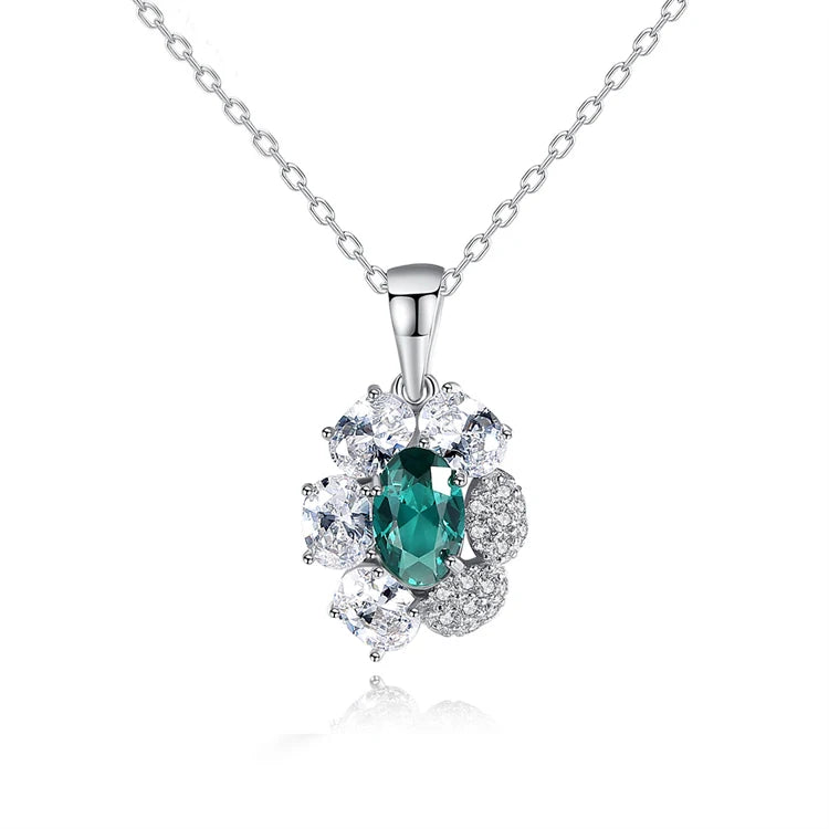 Luxury Fine Jewelry Sun Flower Shape Pendant 925 Sterling Silver Full CZ Diamond Gemstone Necklace for Women