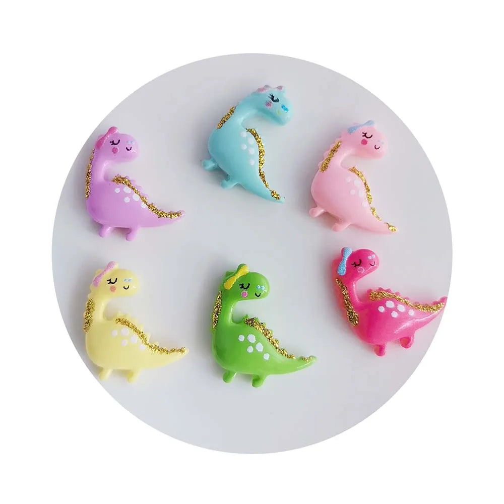 100pcs Kawaii Cabochon Cartoon Dinosaur Resin Flat Back Crafts Scrapbook Hair Bow Making DIY Accessories