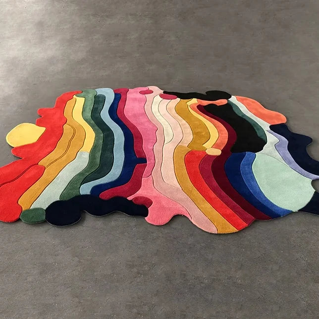 Rainbow Cream Area Rug Modern Bohemian Geometry Bedroom Rug Large Custom Floor Carpet for Living Room Entryway Outdoor
