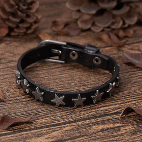 SC Wholesale Punk Jewelry Star Bangle Bracelet Vintage Handmade Bracelet Fashion Boho Leather Bracelet for Men