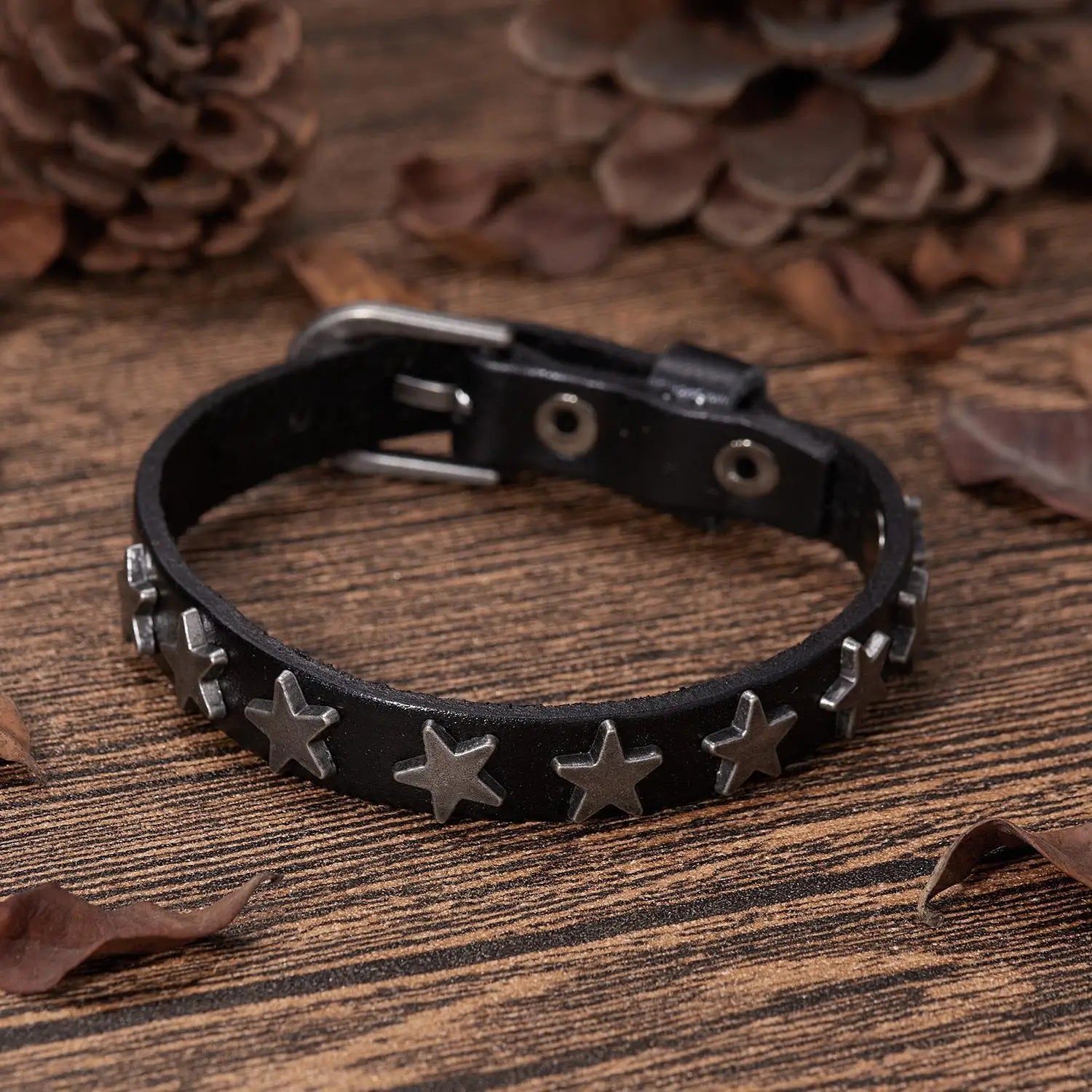 SC Wholesale Punk Jewelry Star Bangle Bracelet Vintage Handmade Bracelet Fashion Boho Leather Bracelet for Men