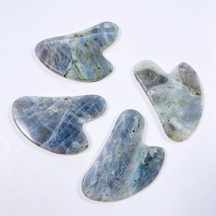 Huiying Natural Labradorite Stone Body Massage Tool Jade Gua Sha Heart Guasha Stone