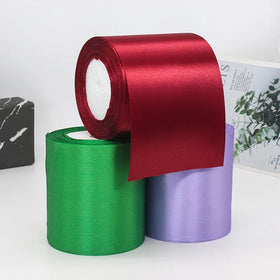 Wholesale 10cm Slit Edge Polyester Satin Ribbon Roll Single Face 100% Polyester for Graduation Sash Decoration