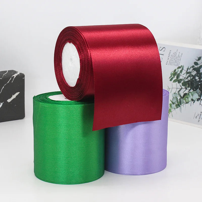 Wholesale 10cm Slit Edge Polyester Satin Ribbon Roll Single Face 100% Polyester for Graduation Sash Decoration