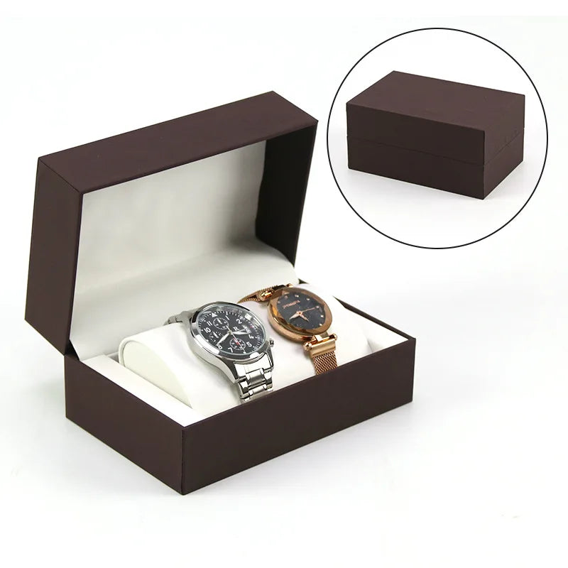 Manufacturers Wholesale Watch Display Box Watch Storage Box High-grade PU Leather Double Watch Jewelry Clamshell Box