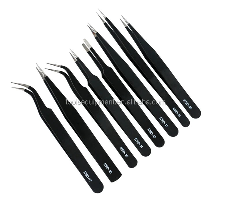 Original VETUS Anti-static ESD Stainless Tweezers for Industrial Lab MegaBDM
