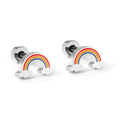 New Arrival Dainty Tiny Stainless Steel Stud Earrings Sweet Little Fresh Screw Plug Rainbow Shaped Earrings for Women Girls