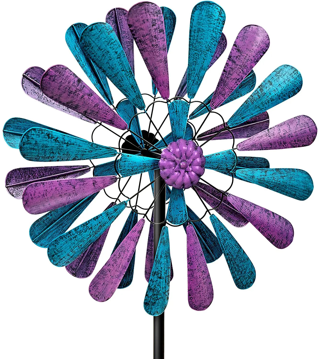 Wholesale Large Metal Wind Spinner 3D Design Kinetic Wind Sculptures Dual Garden Decoration Stake 360 Rotate Outdoor Christmas
