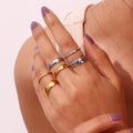 Guarantee Dreamshow 18k Gold Plated Jewelry Stainless Steel Rings Jewelry Women Basic Fashion Jewelry Rings
