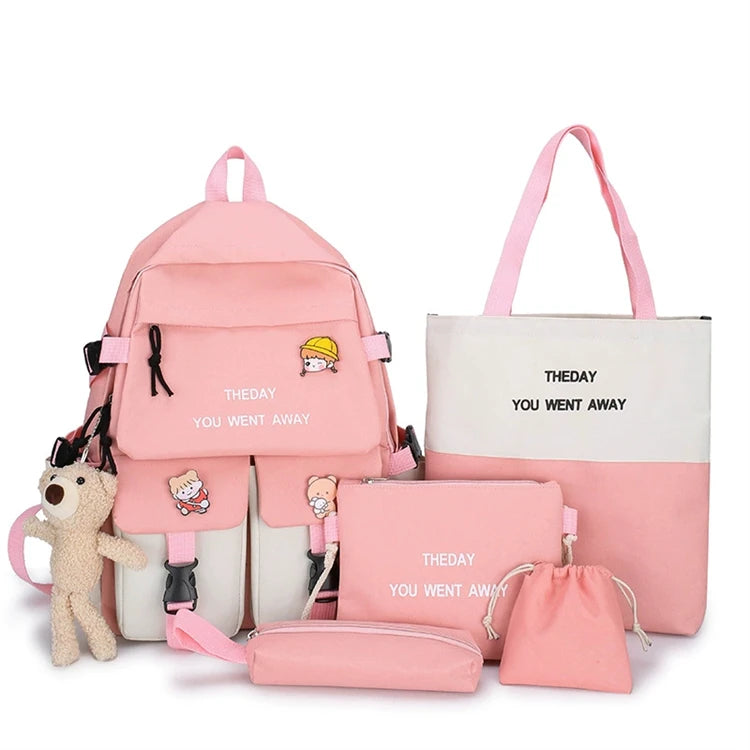 Custom Crossbody Pastel Colors Mini pink Traveling logo Cartoon Girls 11 Yrs Women Backpack Set for Kids