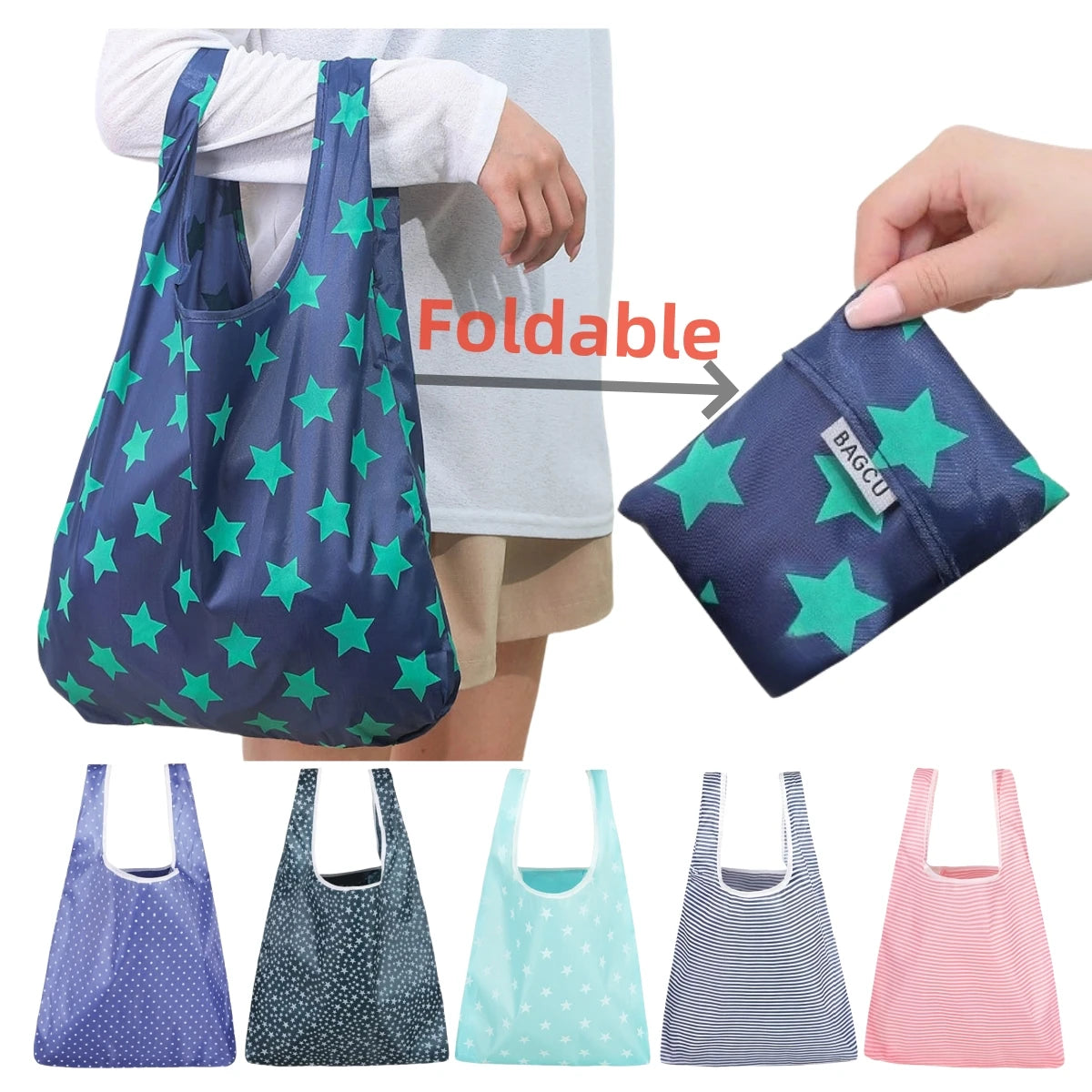 Folding Shopping Bag with Large Capacity and Portable Hand-held Bag for Supermarket Shopping Storage Bag Storage Bag