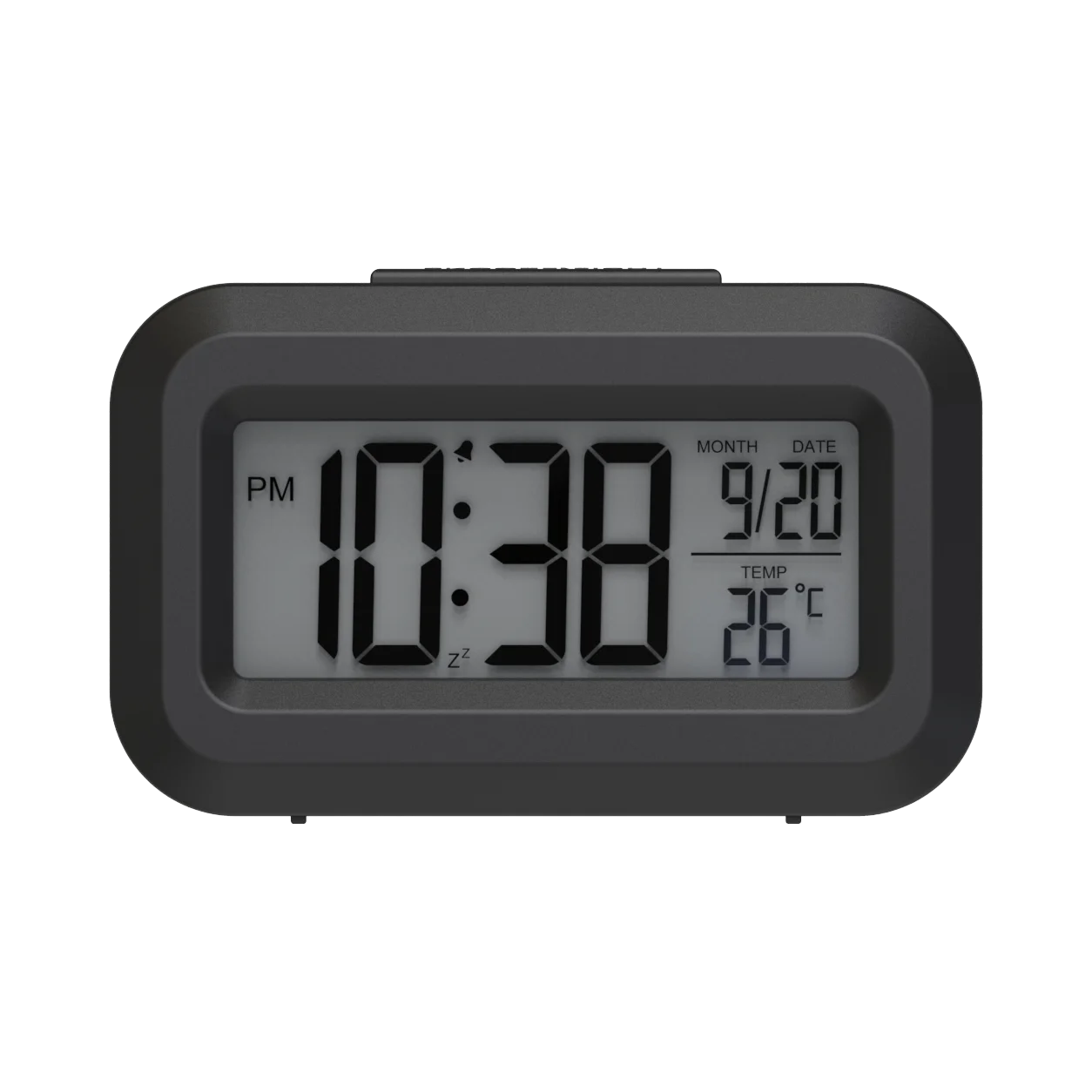 Modern LCD Digital Alarm Clock Small Size Table Clock Calendar Temperature Display Electronic Radio for Home Decoration