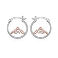 Dainty Two Tone Plated 925 Sterling Silver Small Hoop Mountain Earrings for Women