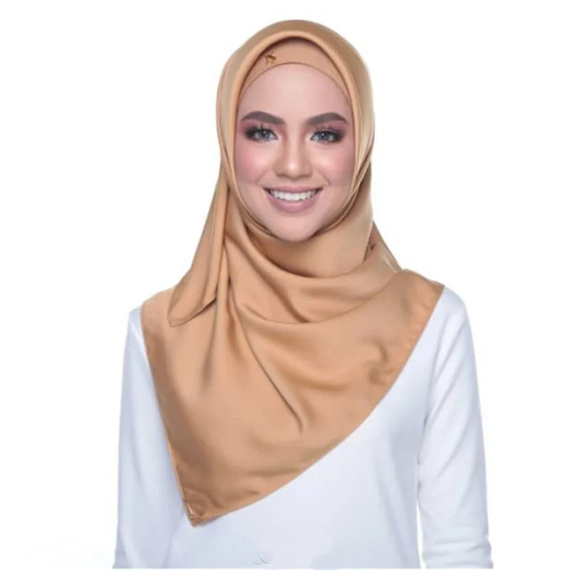 Women Fashion Square Scarf Luxury Colors  Polyester Satin Shawl Hijab Wraps 90*90cm Custom Scarves
