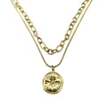 Latest 14K Gold Plated Stainless Steel Jewelry Irregular Double Chain Octagon Star Pendant Trendy Party Necklaces P223349