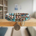 Handmade Multi-Layered Ball Shape Natural Stone Charm Bracelet Classic Unisex Gift Bangles