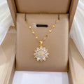 Dropshipping Women Zirconia Sunflower Necklace Engagement Necklaces for Women Stainless Steel Jewelry Party Gift