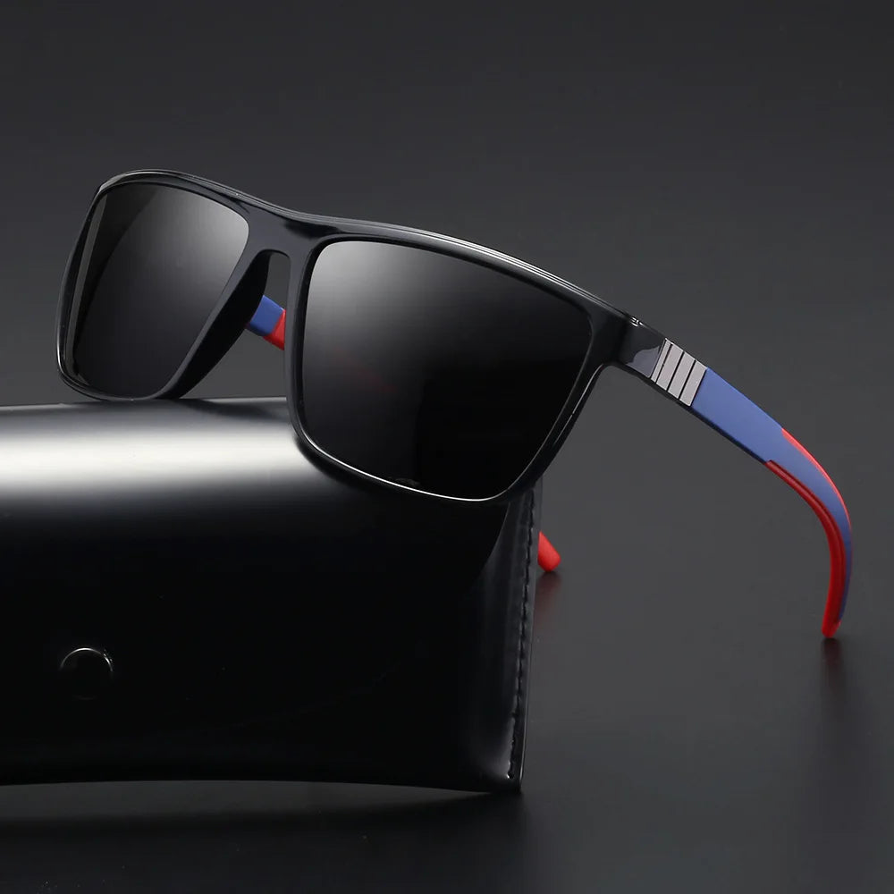 TR90 Frame Classic Blue Square Sunglasses for Men Designer Polarized Glasses for Outdoor Driving Cycling Fashionable for Men