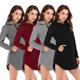 Europe and the United States Autumn and Winter Hot Sell Hoodie Grab Fleece Mid-long Pocket Hooded Hoodies