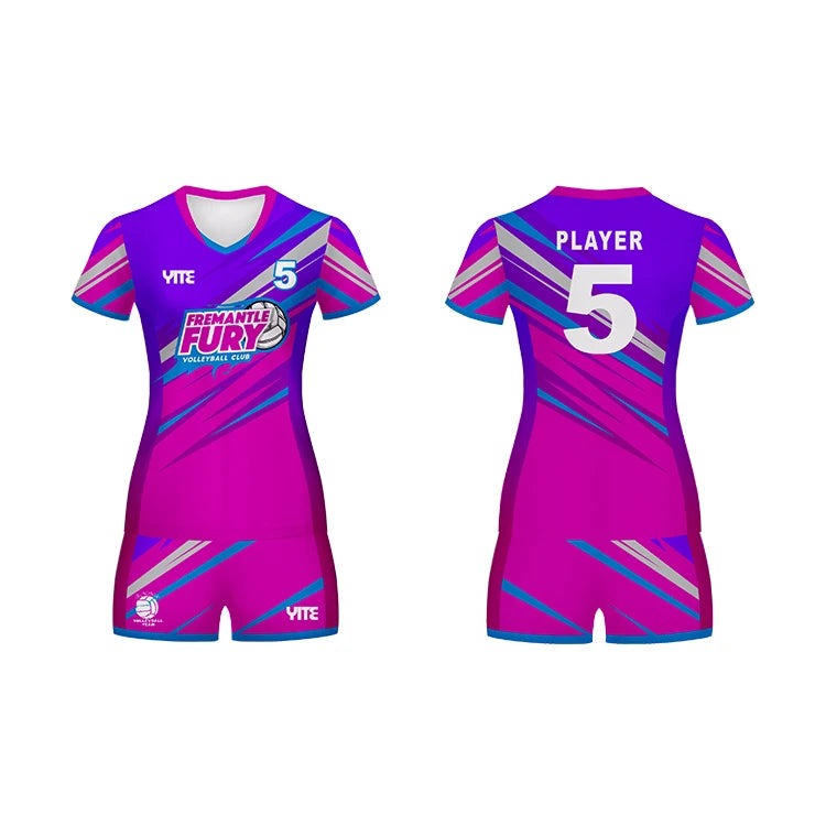 Customized Sublimation Unisex Purple Pink Quick-drying 100% Polyester Volleyball Uniforms with Custom Logo OEM Services Jersey