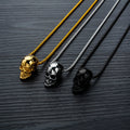 Wholesale Stainless Steel Skull Head Pendant Necklace for Guys Punk Jewelry with Silver Black Gold Finish Gold Plated Necklace