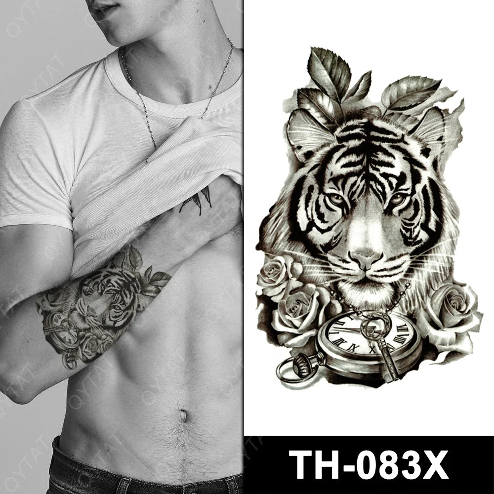 Water Transfer Temporary Body Arm Stickers Cool Tribal Designs Fake Tiger Man Tattoo