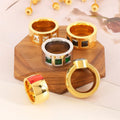 Luxury Gold Plated Hoop Rings Stainless Steel Custom Zircon Finger Rings Women