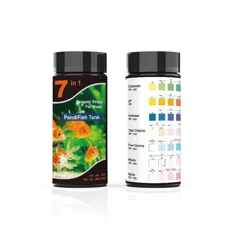 Water Test Strips 7 in 1 Fish Tank Test Kit Freshwater Saltwater Aquarium Water Test Kit to Detect pH Nitrite Nitrate