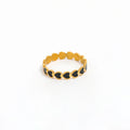 High End 18K Plain Gold Black Enamel Heart to Heart Rings Stainless Steel Trendy Simple Gold Plated Jewelry