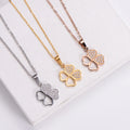 Fashion Dainty Woman Jewelry Lucky Stainless Steel 18K Gold Rhinestone CZ Four-leaf 4 Four Leaf Clover Necklace Stylish Trendy