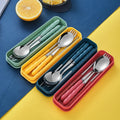 Metal 3pcs Spoon Fork Chopsticks Student Portable Stainless Steel Cutlery Set Outdoor Camping Travel Cutlery with Box