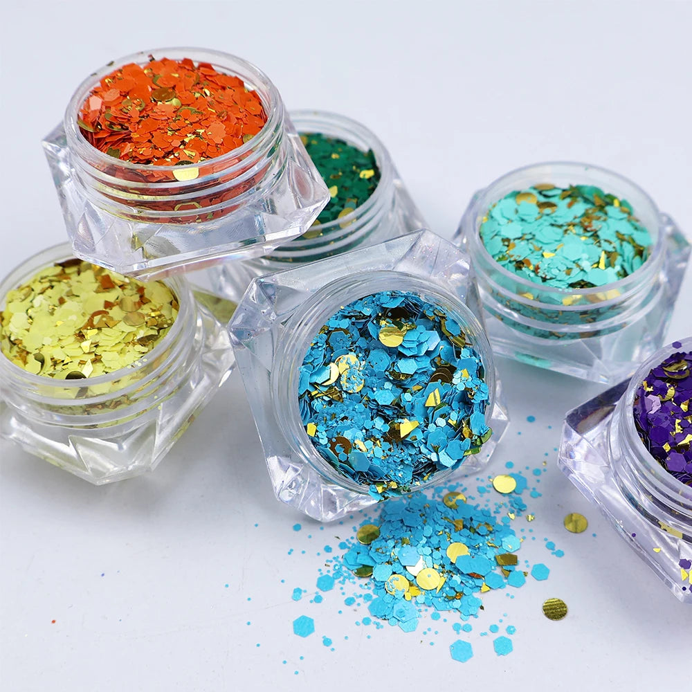 Wholesale 1KG Bag Packaging Chunky Mix Bulk Polyester Glitter Nail Craft Art Design Glass Heart Christmas Minimum Order 1KG