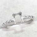 Sterling Silver 5*7mm Semi Mount Ring Square Shape Empty Frame Blank Claws Setting S925 Base Without Center Stone for Inlay DIY